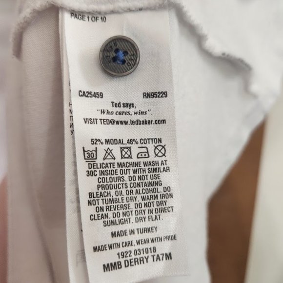 Ted Baker London Short Sleeve Polo in White, Size 4 - Picture 8 of 8